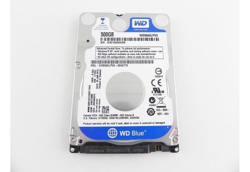 Western Digital WD5000LPVX 500GB 2.5" SATA HDD жесткий диск не рабочий 