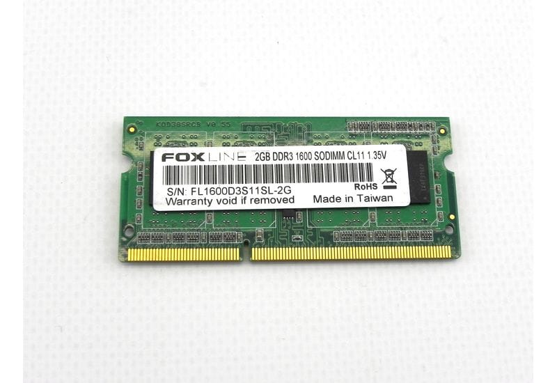 Оперативная память FOXLINE 1600 DDR3 2GB SO-DIMM FL1600D3S11SL-2G Б/У