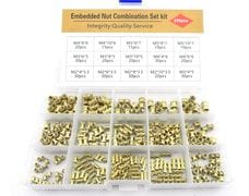 Набор Круглые резьбовые втулки (вставки) с прямой накаткой со сквозным отверстием из латуни 15 видов/ 330 шт.