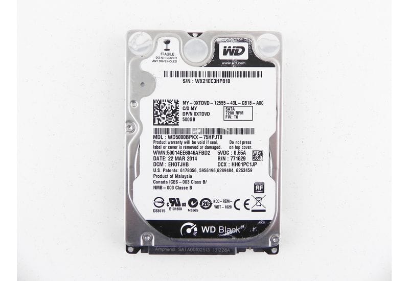 Western Digital WD5000BPKX 500GB 2.5" SATA HDD жесткий диск На Запчасти, Не рабочий