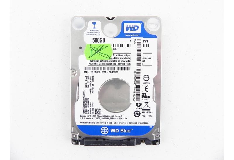 Western Digital WD5000LPVT 500GB 2.5" SATA HDD жесткий диск На Запчасти, Не рабочий