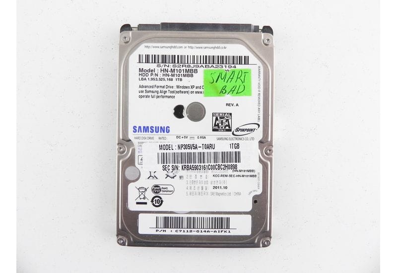 Samsung HN-M101MBB 1TB 2.5" SATA HDD жесткий диск На Запчасти, Не рабочий
