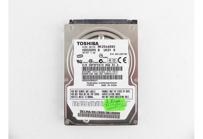 Toshiba MK2546GSX 250GB 2.5" SATA HDD жесткий диск На Запчасти, Не рабочий