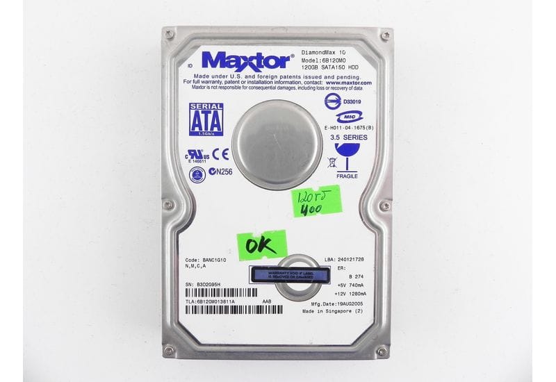 Maxtor DiamondMax 6B120M0 120GB 3.5 SATA жесткий диск HDD Рабочий