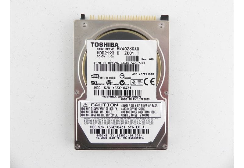 Toshiba MK4026GAX 40GB 2.5" IDE HDD жесткий диск рабочий