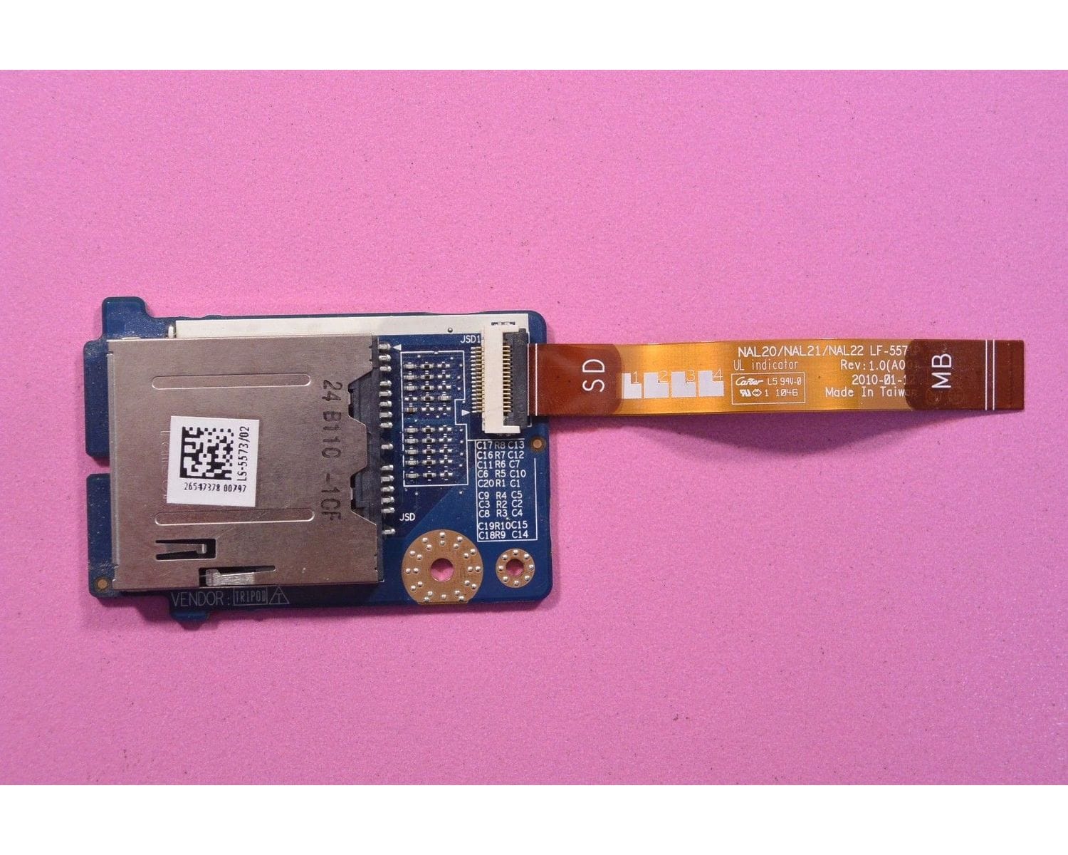 Dell Latitude E6510 E5500 Precision M4500 оригинал SD Плата кардридера Port с кабелем A